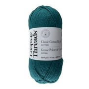 Classic Cotton Big Ball Solid Yarn by Loops & Threads – Medium 100% Cotton - Extra-Large 14 oz Skein for Knitting - Crochet & Crafts - Peacock