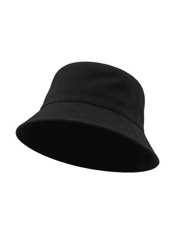 Classic Cotton Bucket Hat for Summer Fishing Camping Safari Outdoors - Black