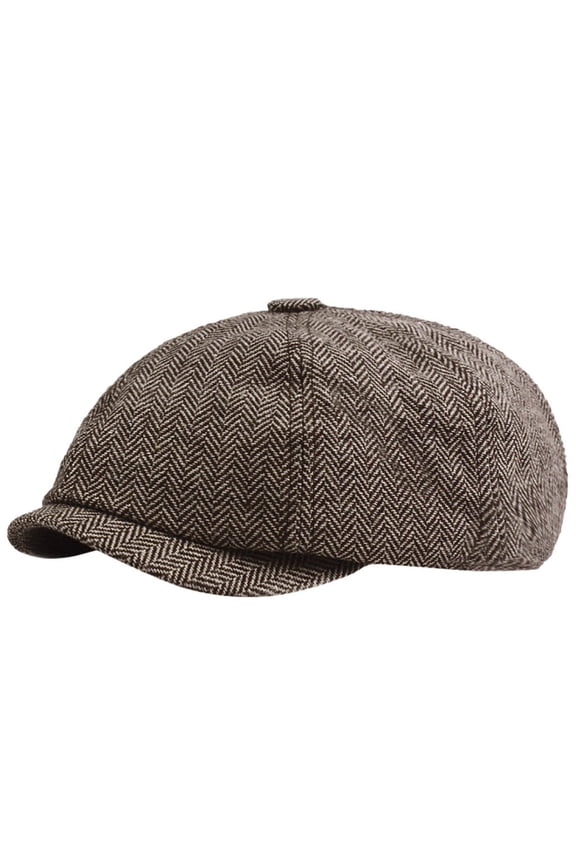 Classic Cotton Newsboy Cap with Beret Style for Men and Women, Unisex Adjustable British Retro 8 Panel Ivy Hat, Versatile Driver Cap without Brim for Casual and Fashion Wear,Coffee
