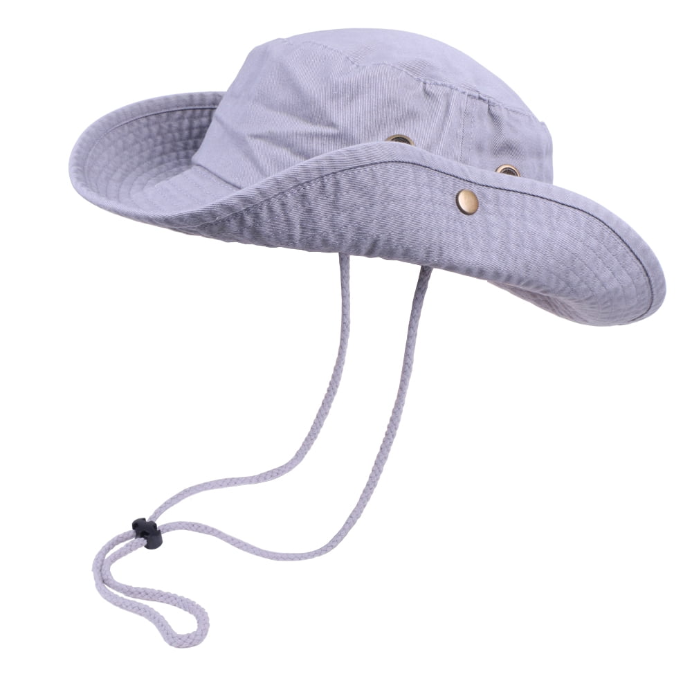 Classic Cotton Wide Brim Bucket Hat with Adjustable String Unisex Sun Hat  Lightweight Outdoor Travel 