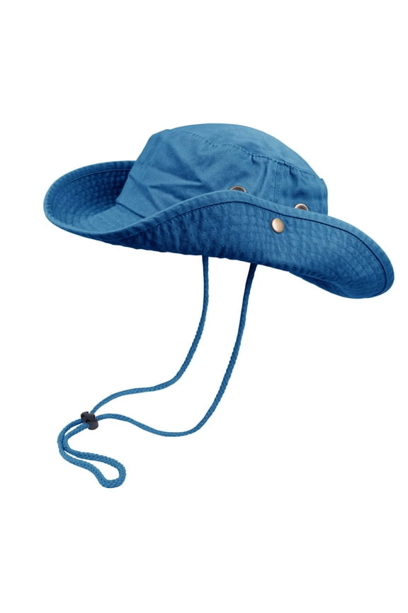Classic Cotton Wide Brim Bucket Hat with Adjustable String Unisex Sun Hat Lightweight Outdoor Travel