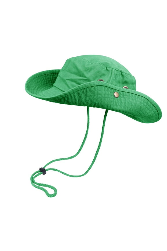 Classic Cotton Wide Brim Bucket Hat with Adjustable String Unisex Sun Hat Lightweight Outdoor Travel
