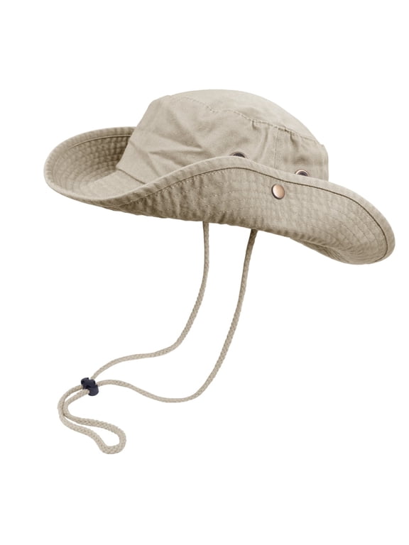 Classic Cotton Wide Brim Bucket Hat with Adjustable String Unisex Sun Hat Lightweight Outdoor Travel