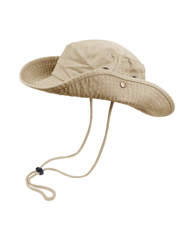 Classic Cotton Wide Brim Bucket Hat with Adjustable String Unisex Sun Hat Lightweight Outdoor Travel