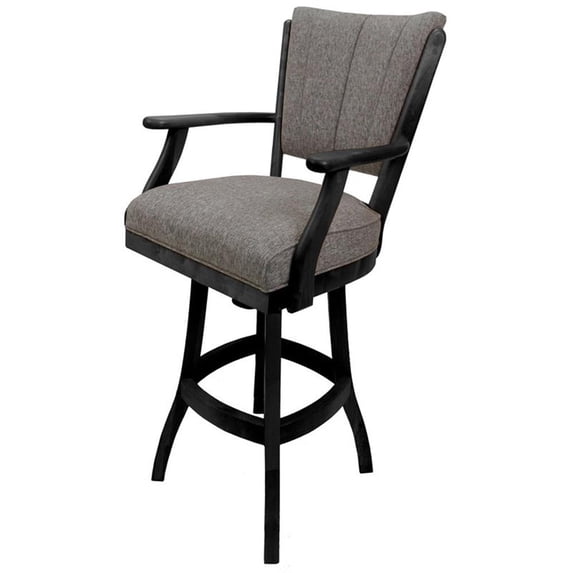 Classic Counter Solid Wood Bar Stool 26" Seat - Mojave Gray Fabric - Black