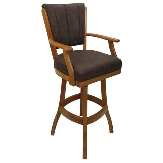 Classic Counter 26" Solid Wood Bar Stool - NW Whiskey Brown Fabric - Honey