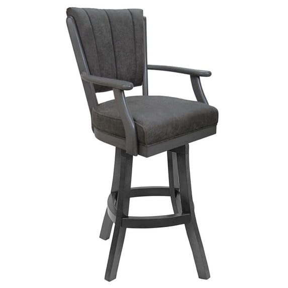Classic Counter 26" Solid Wood Bar Stool - Northwest Elk Charcoal Fabric - Gray