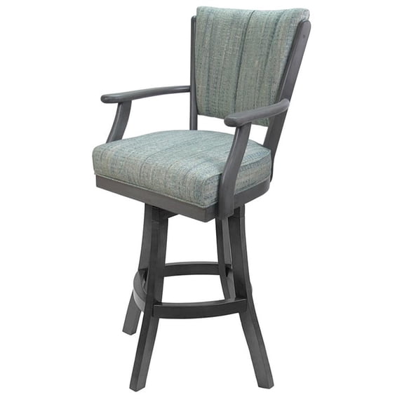 Classic Counter 26" Solid Wood Bar Stool - Watusi Aquatint Teal Fabric - Gray