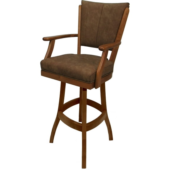 Classic Counter Swivel Bar Stool Solid Wood 26" - Pecan Brown Vinyl - Honey