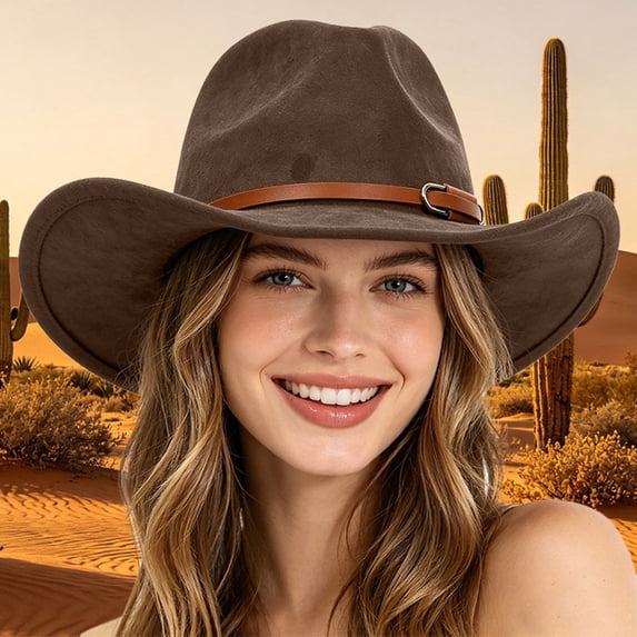 Classic Cowboy Style Statement Hat Designed for Travel Sun Suede Velvet Western Headwear