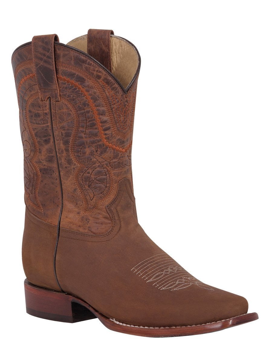 El General Men’s Rodeo Boot - White & Brown Crazy Cowhide  Leather 44862