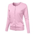 thumbnail image 1 of Pyhlmscde Womens Petite Open Front Cardigan Sweaters Crew Neck Ribbed Knit Button Down Long Sleeve Outwear, 1 of 4