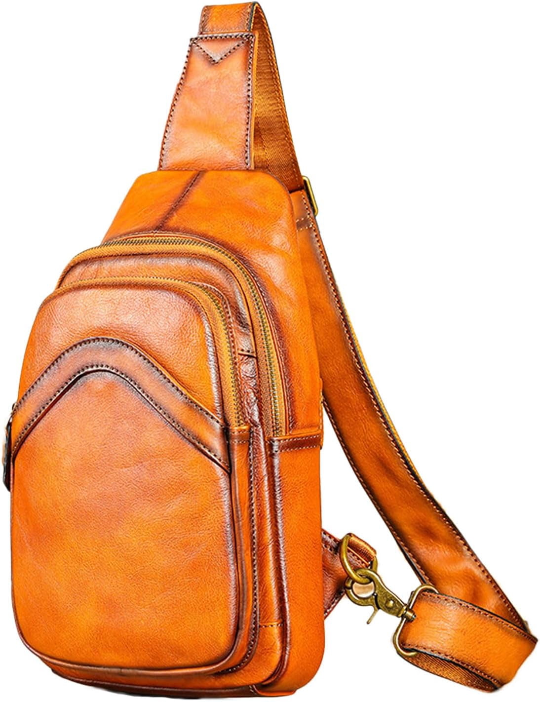 Classic Crossbody Backpack for Men Genuine Leather Sling Bag Multi ...