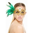 thumbnail image 1 of Classic Crowne Gold Laser Cut Masquerade Mask with Green Flower Arrangement - One Size, 1 of 1