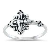 Classic Crucifix Ring .925 Sterling Silver Christian Jesus Band Jewelry Female Male Unisex Size 8