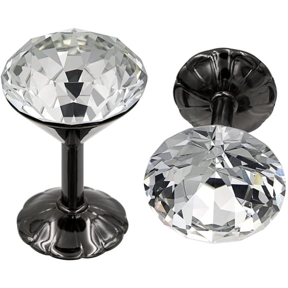 Classic Crystal Curtain Tiebacks Tassel Curtain Holdbacks, 2 Pcs Wall Mounted 2 1/3" Dia Home Office Decorative Drapes Tie Back Holders Multi Use Wall Hook Coat Hanger(60mm Black)