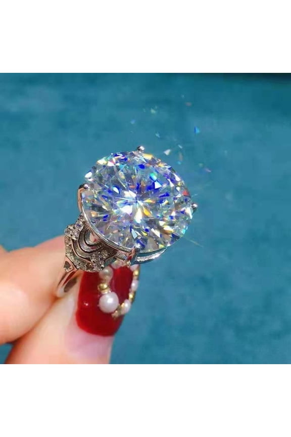 Classic Crystal Ring for Women Adjustable Open Band Inlaid Stone Fashion Jewelry Elegant Statement Accessory Gift