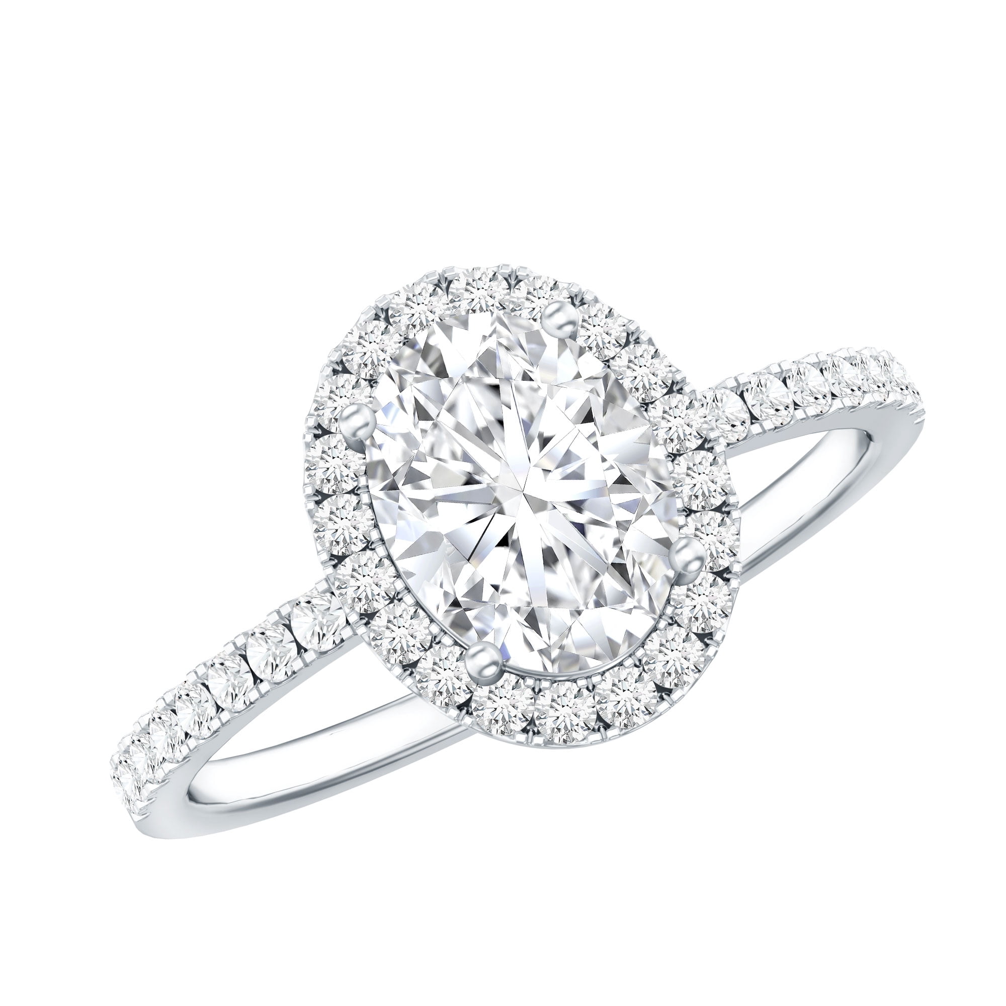 Rosec Jewels Classic Cubic Zirconia Halo Engagement Ring for Women, 10K White Gold, US 7.00