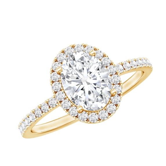 Rosec Jewels Classic Cubic Zirconia Halo Engagement Ring for Women, 10K Yellow Gold, US 3.00