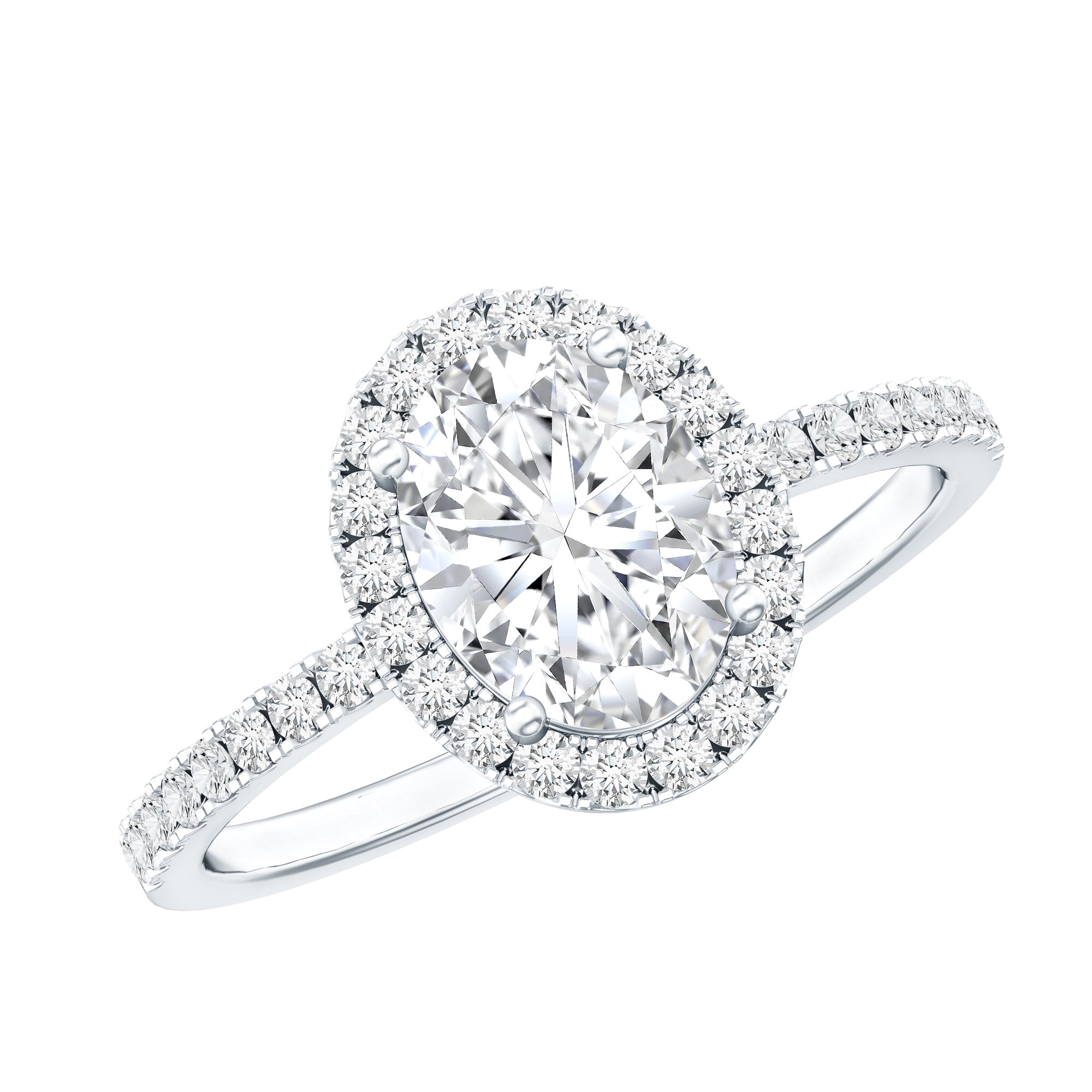 Rosec Jewels Classic Cubic Zirconia Halo Engagement Ring for Women, 14K White Gold, US 12.00