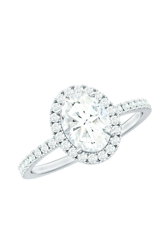 Classic Cubic Zirconia Halo Engagement Ring for Women, 925 Sterling Silver, US 13.00