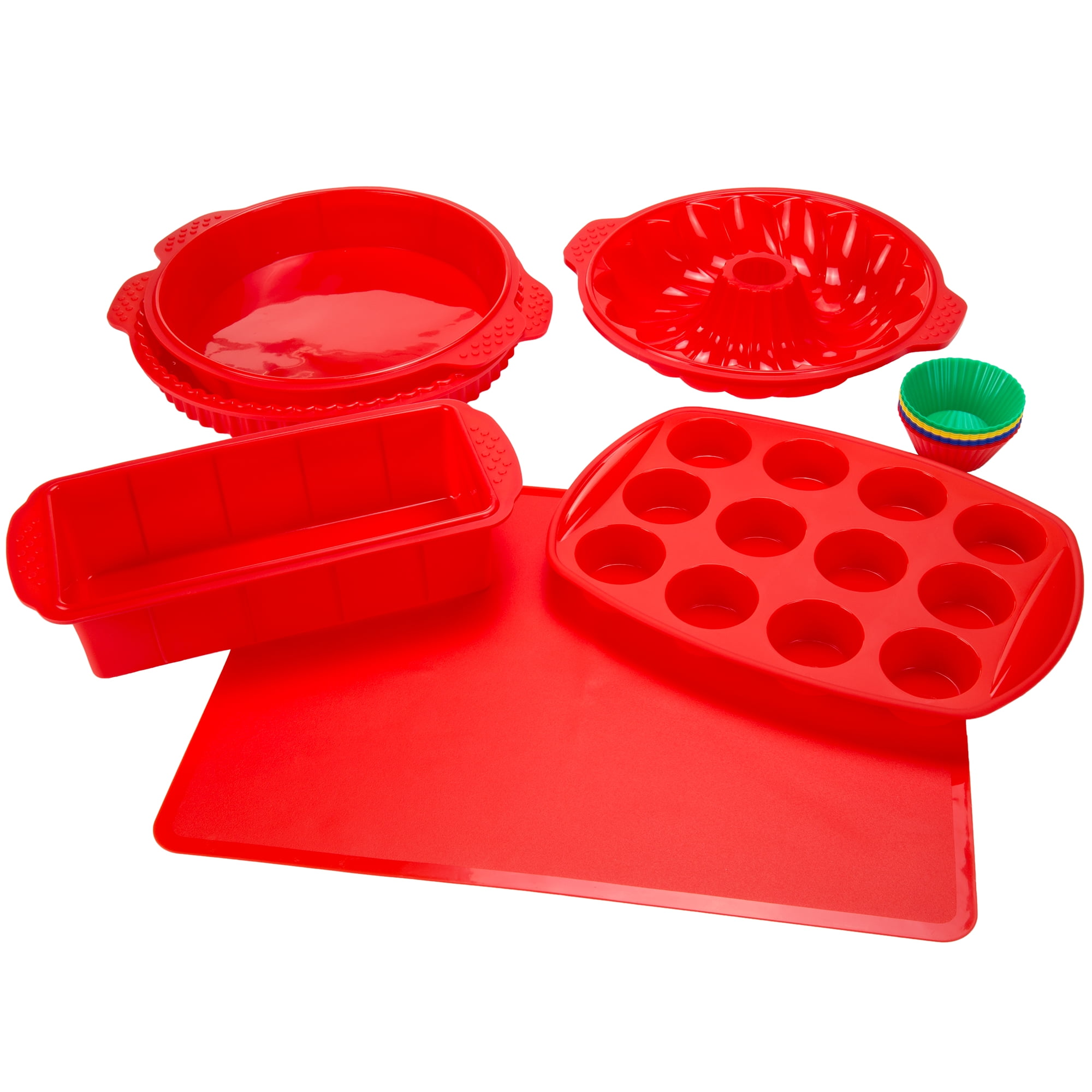 Classic Cuisine 18-Piece Nonstick Silicone Baking Pan Set (Red