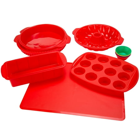 Classic Cuisine 18-Piece Nonstick Silicone Baking Pan Set (Red)