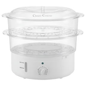 Classic Cuisine 2-Tier Electric Food Steamer with Timer Vegetable Steamer and Rice Cooker