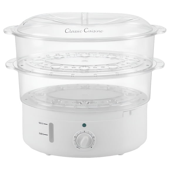 Classic Cuisine 2-Tier Electric Food Steamer with Timer  Vegetable Steamer and Rice Cooker