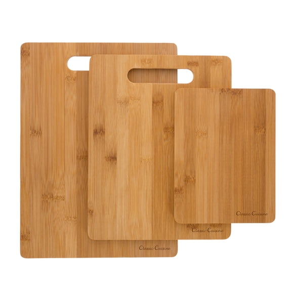 Classic Cuisine 3-Piece Eco-Friendly Bamboo Wood Cutting Board Set