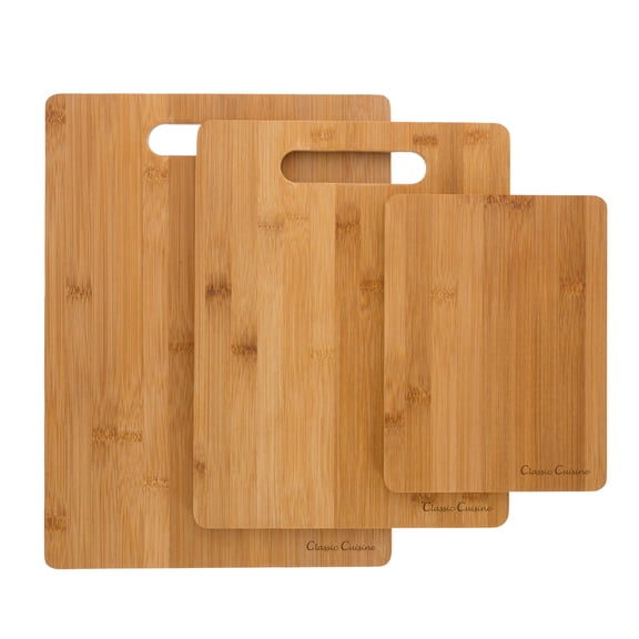 Classic Cuisine 3-Piece Eco-Friendly Bamboo Wood Cutting Board Set