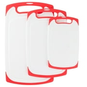 Classic Cuisine 3-Piece Plastic Cutting Boards with Juice Groove Red