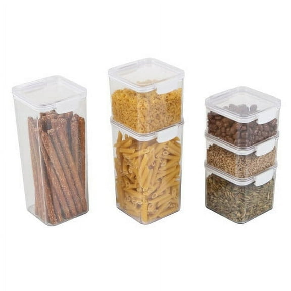 Classic Cuisine 6-Piece Food Storage Containers and Lids Set for Kitchen and Pantry Organization, Clear