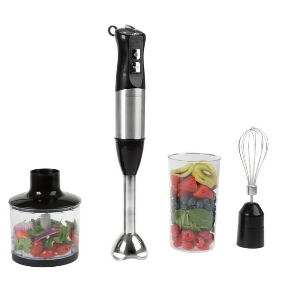 Classic Cuisine 6-Speed 4-in-1 Immersion Hand Blender for Soups (Black)