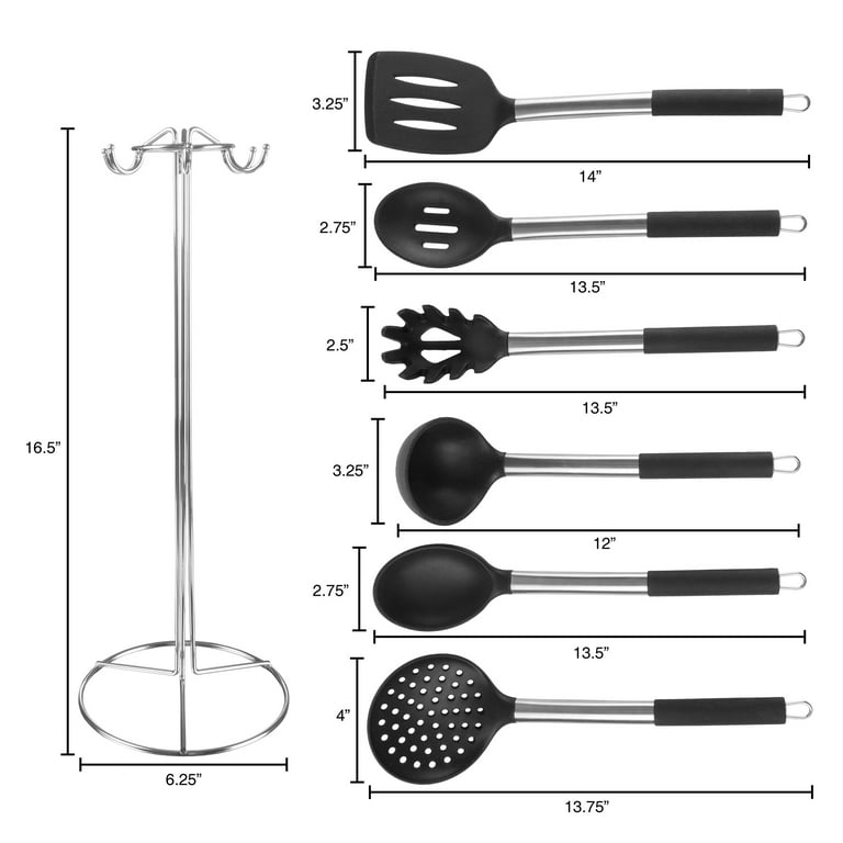 Classic Cuisine 7-Piece Stainless-Steel and Silicone Kitchen Utensils Set 