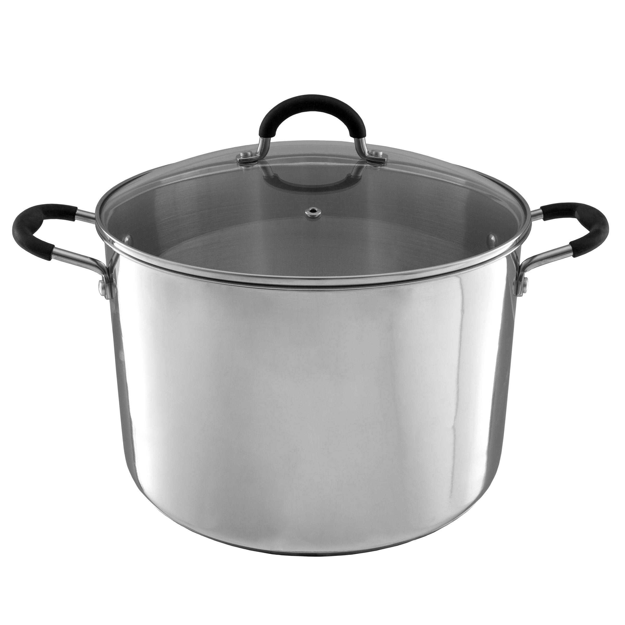 Large Stainless Steel Stock Pot with Glass Lid and Stay Cool Handles