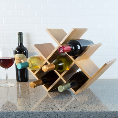 Classic Cuisine Bamboo 8-Bottle Wine Rack - Table and Countertop Wine Stand