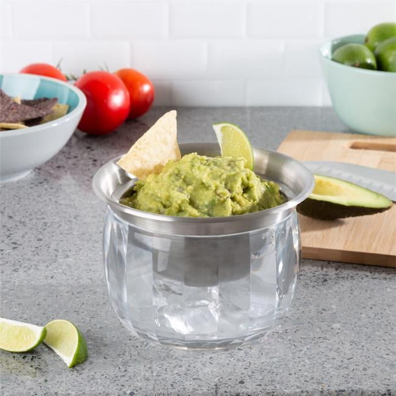 Classic Cuisine Cold Dip Bowl-Chilled Serving Dish with Ice Chamber ...