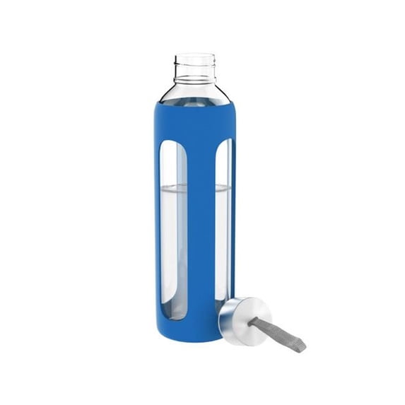 Classic Cuisine M030269 9.5 in. 20 oz Glass Water Bottle, Blue
