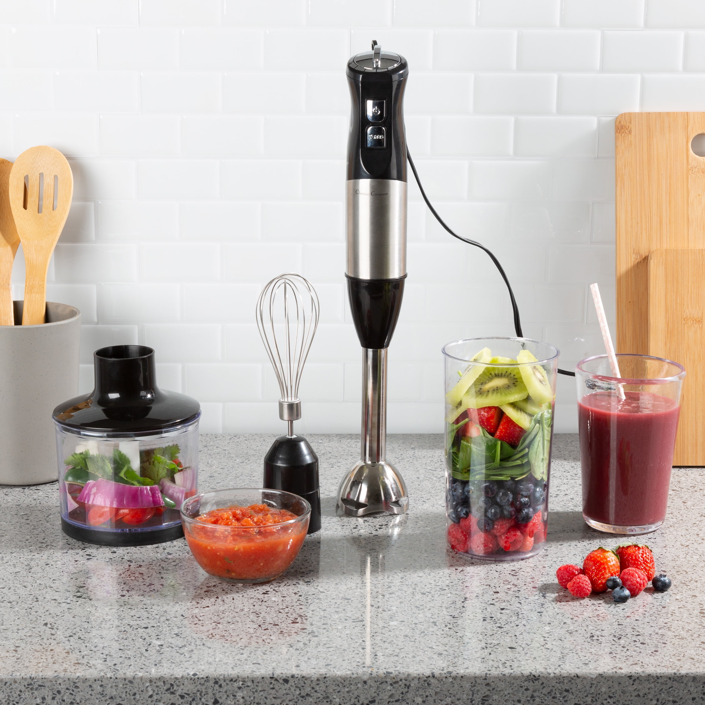 Bonsenkitchen Hand Blender, Immersion Handheld Blender 12-Speed