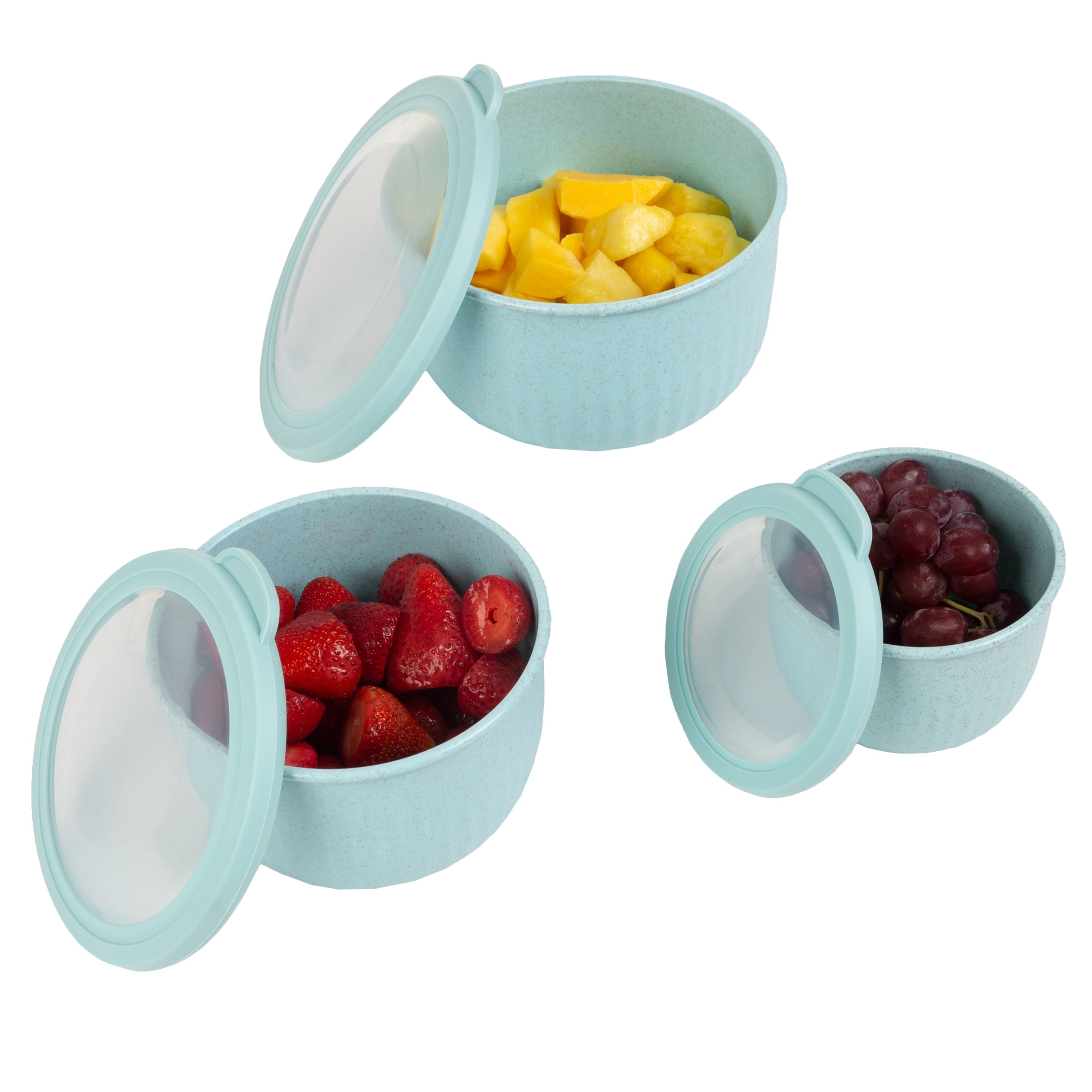 Classic Cuisine Set of 3 Microwave and Freezer Safe Bowls with Lids, Teal
