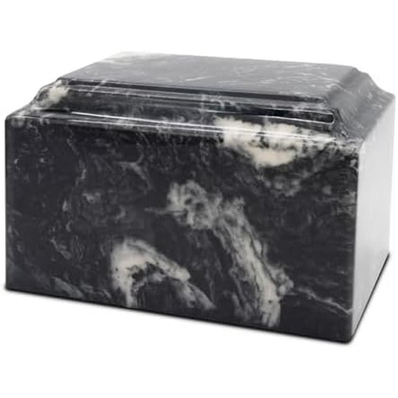 Classic Cultured Marble Cremation Urn for Human Ashes - Adult/Large Size, Marble Urn, Adult Affordable Urn for Human Ashes Suitable for Ground Burial or Home Memorial (Black Marlin)
