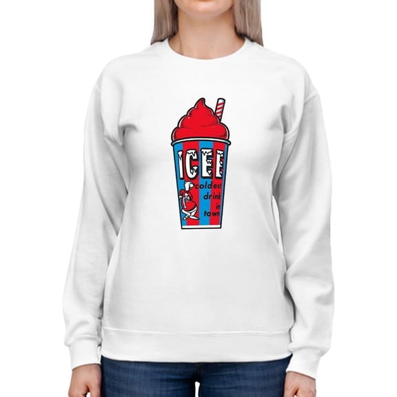 Classic Cup Design - Retro ICEE 'Coldest Drink In Town' Sweatshirt Women's