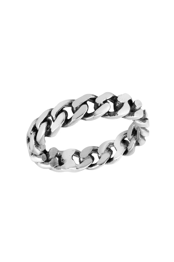 Classic Curb Link Chain Sterling Silver Ring-8