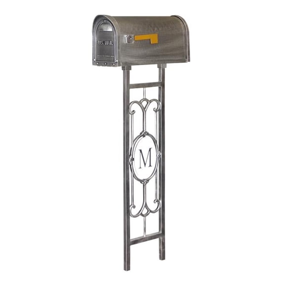 Special Lite SCC-1008-SMP-550-SW Classic Curbside with Monogram Mailbox Post, Swedish Silver