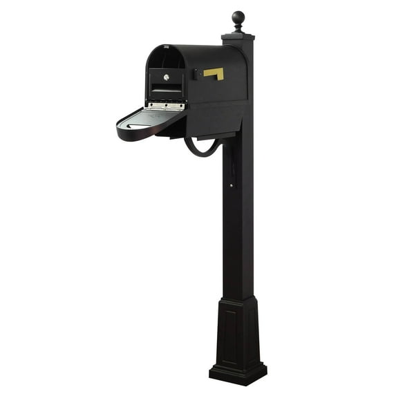 Classic Curbside Mailbox with Newspaper Tube, Locking Insert and Springfield Mailbox Post with Base