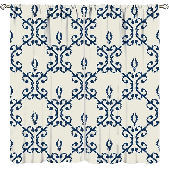 Classic Curly Flowers Traditional Art Design Window Treatments for Bedroom Living Room Kitchen Modern Décor Drapes 42"W x 84"L (Pack of 2)