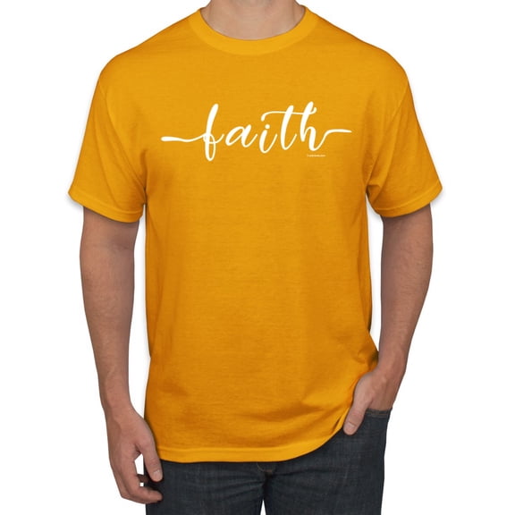 Classic Cursive Christian Faith Quote Inspirational/Christian Men's Graphic T-Shirt, Gold, 3XL