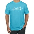 thumbnail image 1 of Classic Cursive Christian Faith Quote Inspirational/Christian Men's Graphic T-Shirt, Light Turquoise, Large, 1 of 3