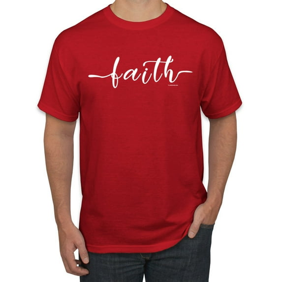 Classic Cursive Christian Faith Quote Inspirational/Christian Men's Graphic T-Shirt, Red, Small